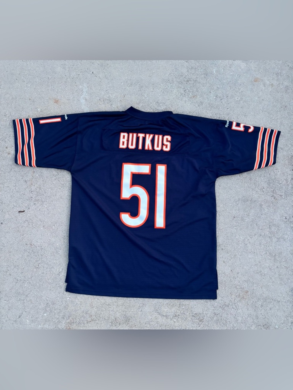 Vintage Reebok Chicago Bears Dick Butkus #51 NFL Jersey Size XL Navy Orange Sewn